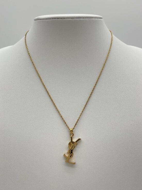 Yves Saint Laurent Jewelry - Yves Saint Laurent Gold Logo Charm Rope Chain Necklace